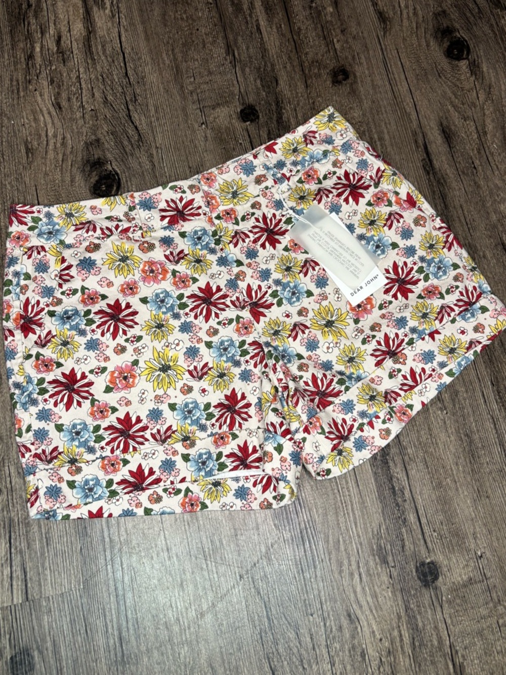 Dear John White Colorful Floral High Rise Shorts Cotton North Hampton Novelty